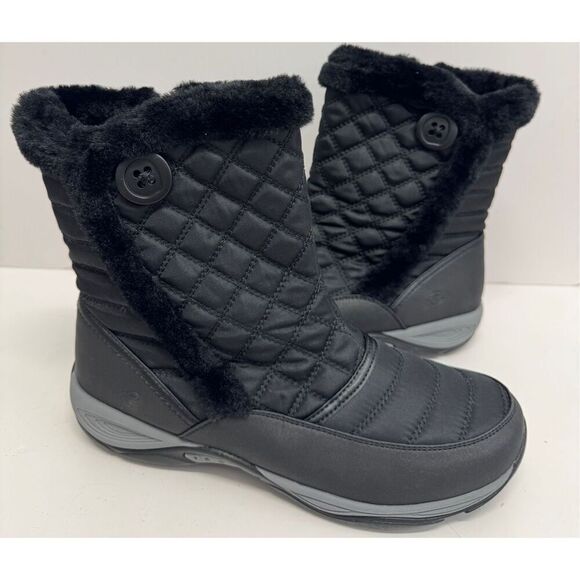 Easy Spirit Winter Boots Size 9.5 Black Removable Footbed Water Repellent NEW - Picture 4 of 10